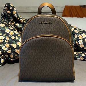 Michael Kors Dark Brown Logo Backpack
